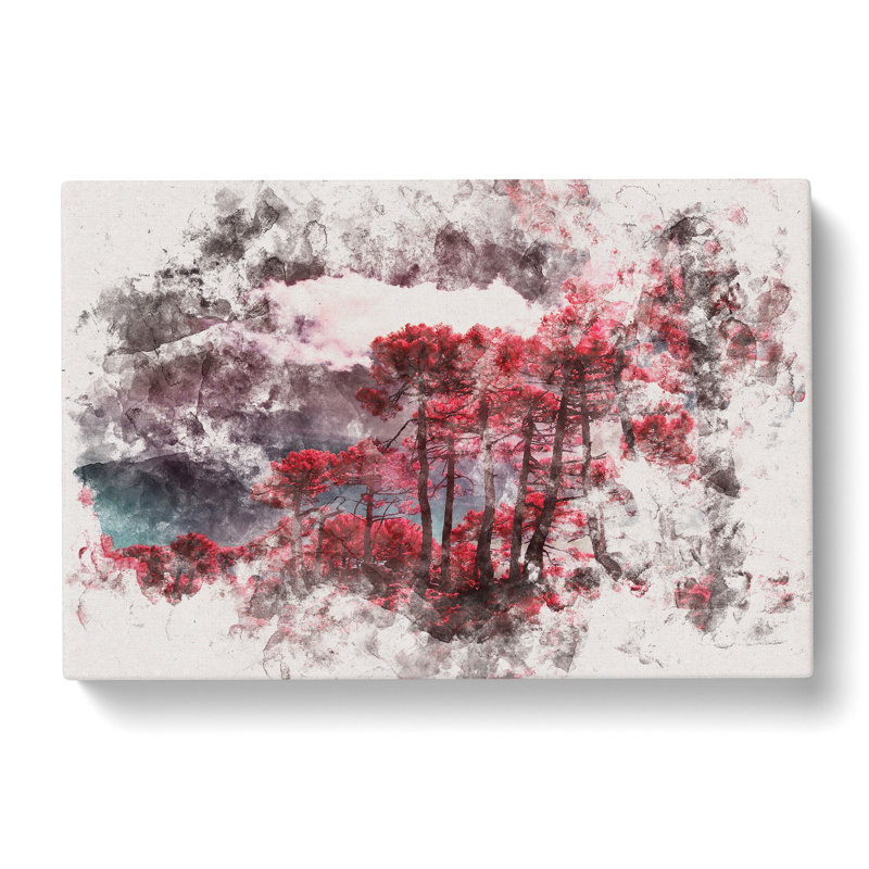 Plum Forest Watercolour - Wrapped Canvas Print, 40cm H x 60cm W x 3cm D