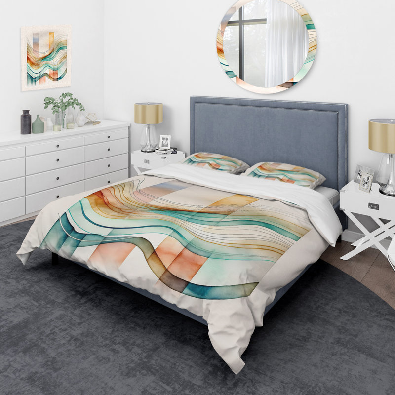Ensemble de housse de couette en microfibre / polyester multicolore Waves I