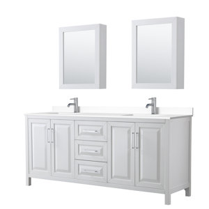 Wyndham Collection Daria 80'' Double Bathroom Vanity with Marble Top ...