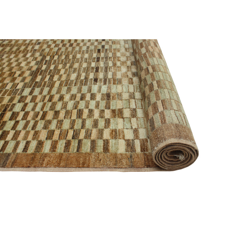 Tapis fin fait à la main Chobi Lamiae - brun - gris, 5 pi 11 po x 9 pi 1 po