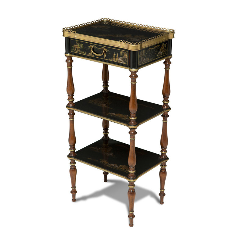 Etagere Storage Bookcase, Black Lacquered