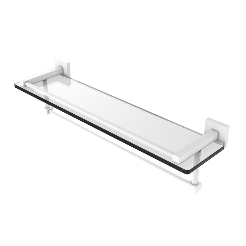 Haranu Bracket Shelf with Towel Bar, Matte White