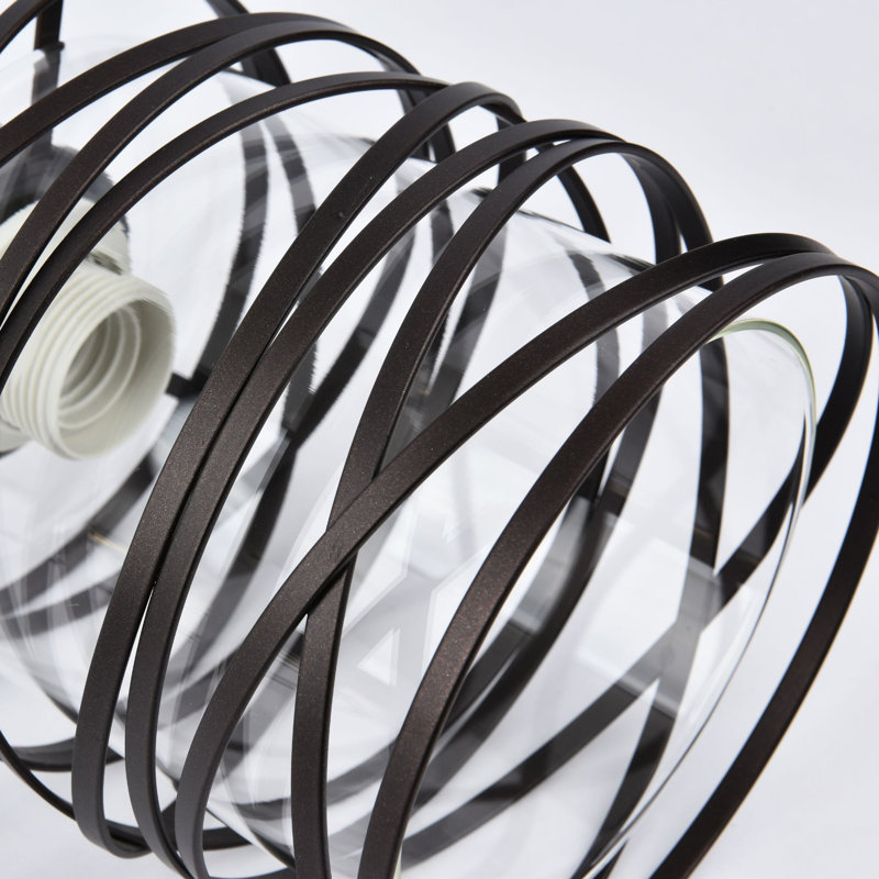 Luminaire suspendu cylindrique à 1 lumière Levona, Noir, Transparent