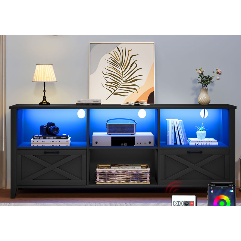 71" Farmhouse TV Stand, Classical Wooden Cabinet Media Console for TVs up to 80"