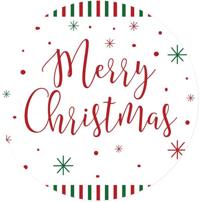 Étiquettes autocollantes de Noël, cercles de Noël, rayures rouges et vertes, joyeux Noël, paquet de 40