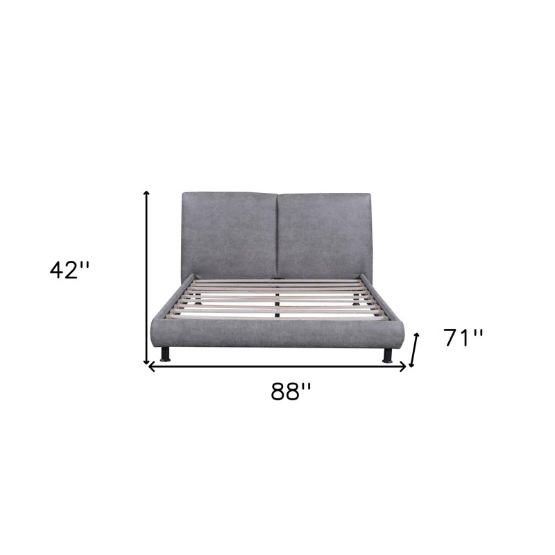 Dark Gray Tufted Upholstered Queen Bed Frame