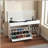 Entryway Bench with Shoe Storage, Adjustable 3-Tier Flip-Up Drawers & Hidden Cabinet, Triple Storage and Modern Design Shoe Organizer