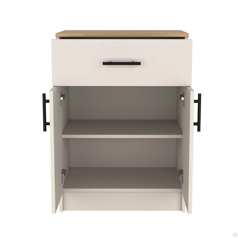 Pantry Organizer Cabinet 33" H, One Drawer, Two Interior Shelves, Wood