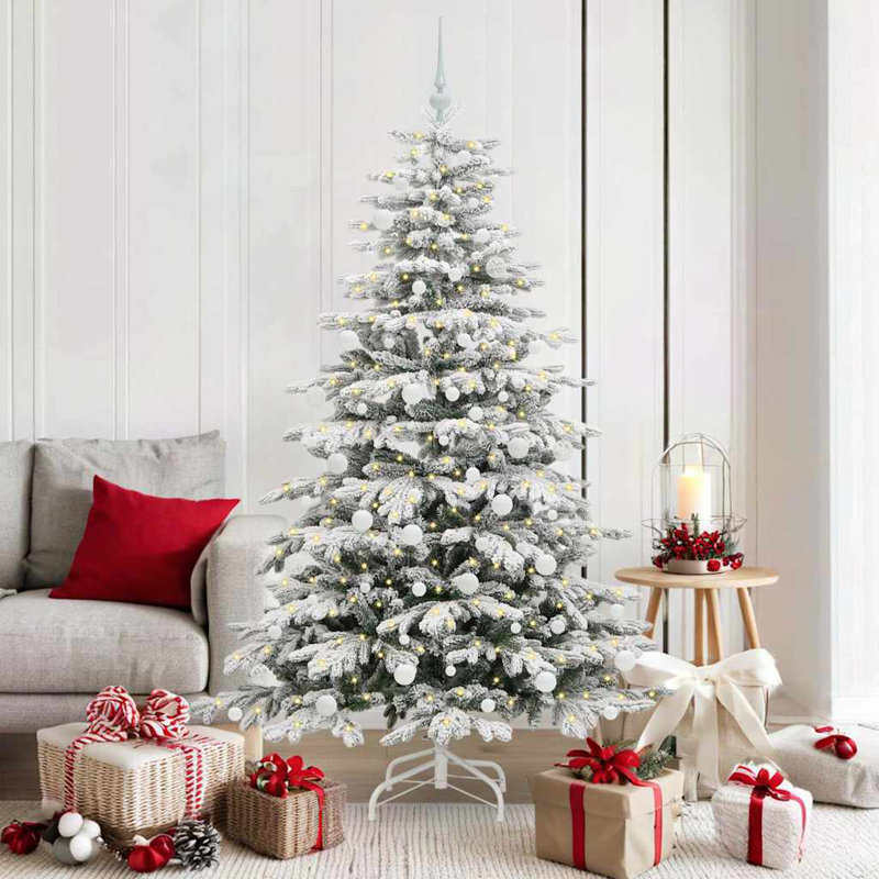 Artificial Hinged Christmas Tree White PE and PVC, 5.91 ft