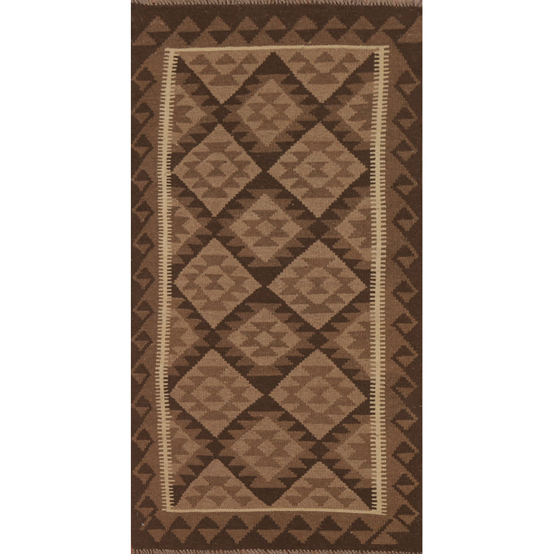 Kilim Reversible Wool Runner Rug 3x7