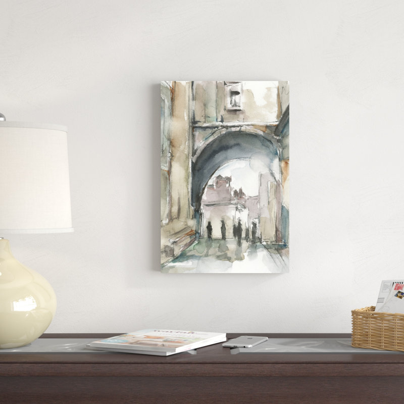 «Watercolor Archures II» par Ethan Harper - peinture sur toile tendue, H 18 po x l 12 po