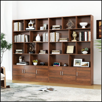 70.87 Inch Tall Bookshelf With 10 Cubes And 3 Doors, 4-Tier Modern Cube Storage Organizer For Living Room And Office by Latitude Run