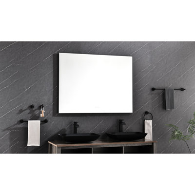 Miroir de salle de bain mural à brouillard à DEL, 48 po x 36 po, réglable, créant une atmosphère relaxante avec miroir de meuble-lavabo 48 po x 36 po avec dossier, brouillard, convenant au rasage et à l'essayage de vêtements