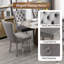 Ensemble de salle à manger extensible 11 pièces en faux marbre (63" à 95") avec 10 chaises rembourrées et grande table de cuisine extensible à piètement argenté miroir.-927021082-927021083