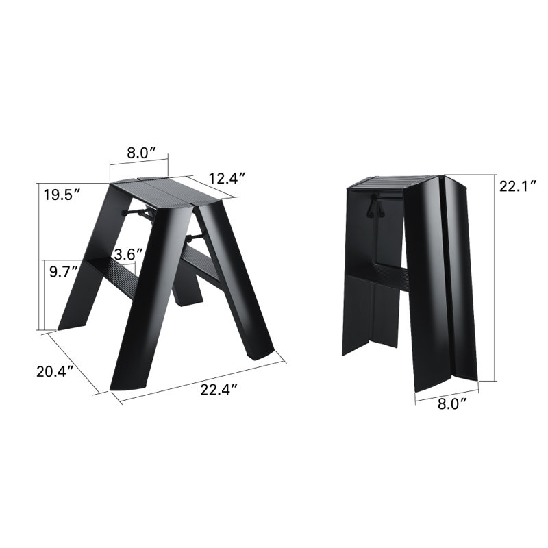 Marchepied pliant en aluminium à 2 marches lucano, certifié ANSI, Blanc