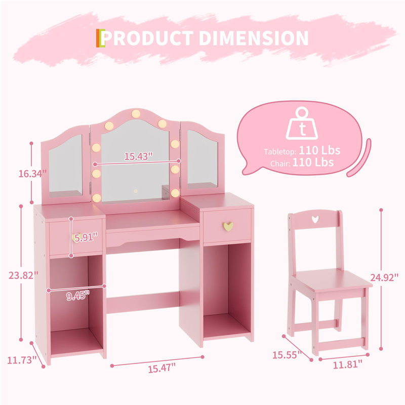 Ensemble de meuble-lavabo Pink Princess, Rose