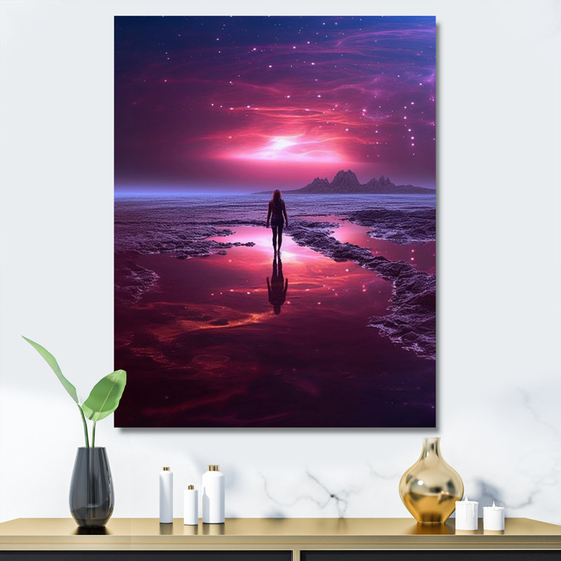 «Ocean Sunset Wandering Pink Bliss Infinity», reproduction, H 44 po x l 34 po x P 1,5 po, Toile tendue