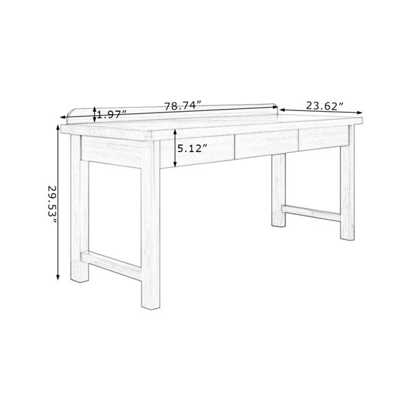 Ebern Designs Brown Rectangular Solid Wood Writing desk with drawers ...