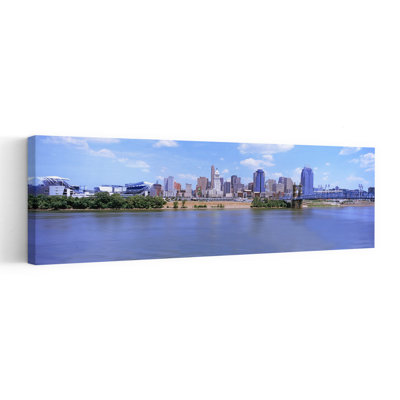 Paul Brown Stadium With John A. Roebling Suspension Bridge Along The Ohio River, Cincinnati, Hamilton County, Ohio, Abstract Contemporary Archi...