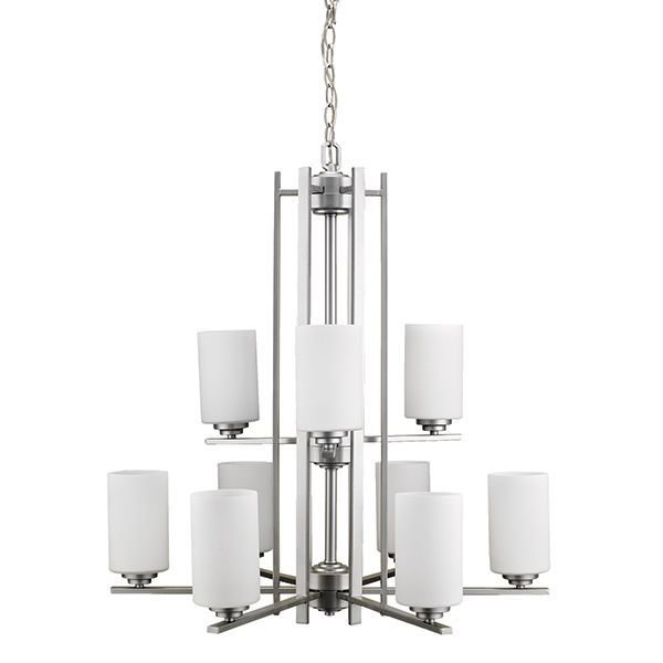 Lustre en acier à 9 lumières Troene, Noir