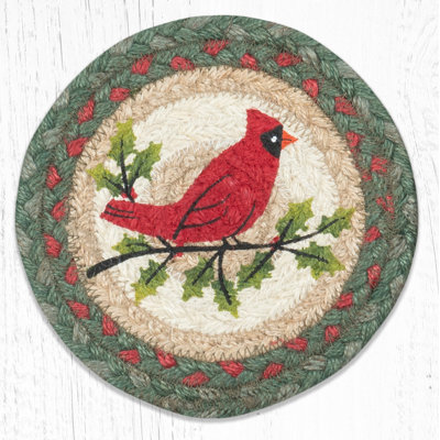  Tapis de Noël rustique tressé à la main Holly Cardinal