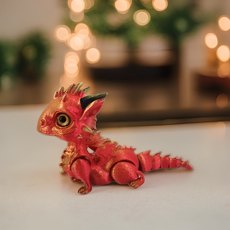 Figurine de dragon 3D l 5,75 po, H 4 po x l 5,75 po x P 3 po, Rouge