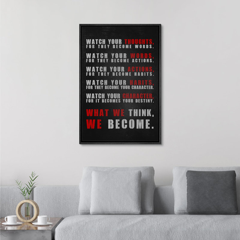 Citation inspirante sur toile, H 36 po x l 24 po x P 1,5 po, Noir