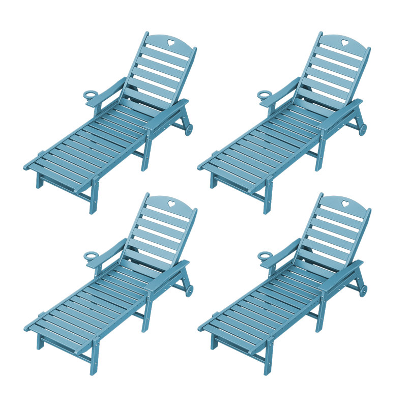 HDPE Patio Lounge chair(4Piece), Blue