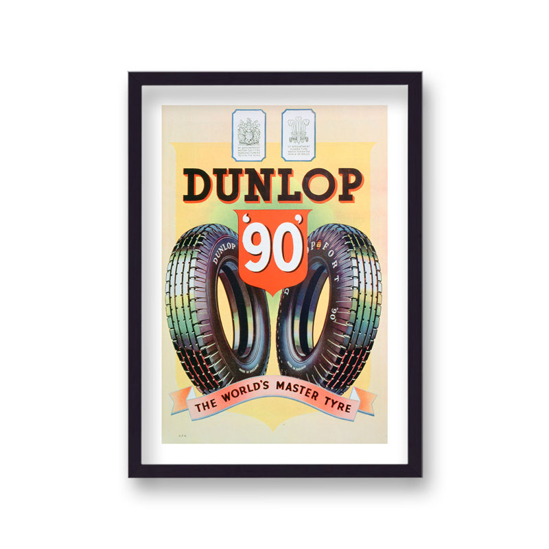 Vintage Dunlop 90 Tyres 1 Piece Single Picture Frame Wall Art