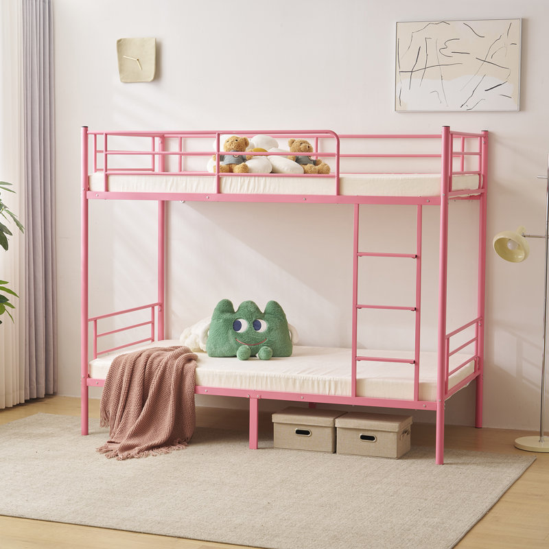 Lit superposé simple au-dessus d'un lit simple Alisiana Kids, Rose