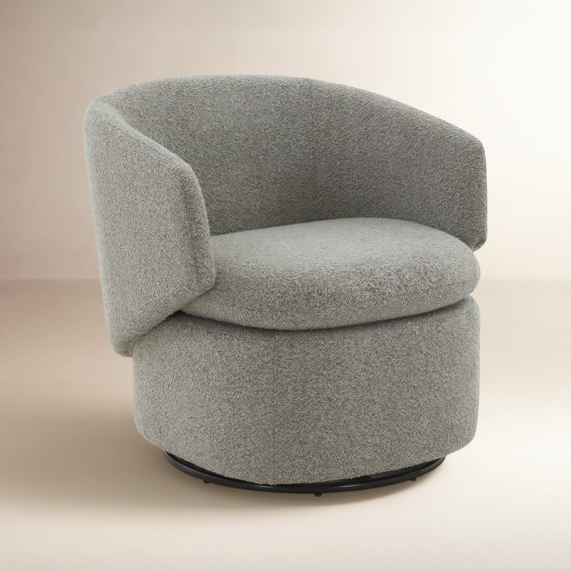 Fauteuil demi-tonneau pivotant en mélange de polyester de 29,9 po Janice, Gris