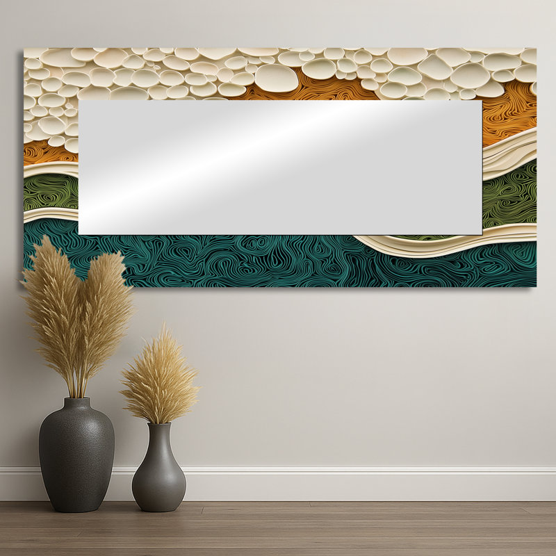 Biomorphism Earth Rhythm In Chaos I - miroir mural abstrait lyrique - imprimé sur métal, 28 po x 60 po