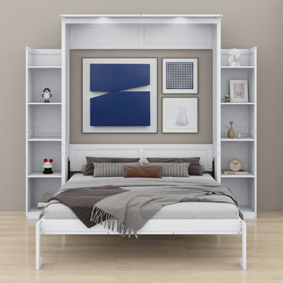Space Saving Murphy Bed Wall Bed Featuring Shelves