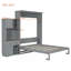 Grand lit escamotable avec armoire de rangement, support à vin, porte-verre, tiroirs et bande DEL multicolore-647929493