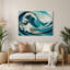 «Hawaiian Abstract Waves», art mural en métal bleu-785326438