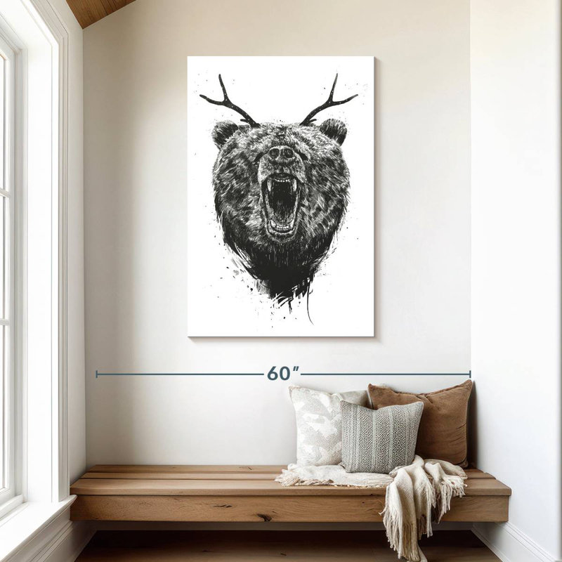 Brampt Angry Bear With Antlers, 45" H x 30" W