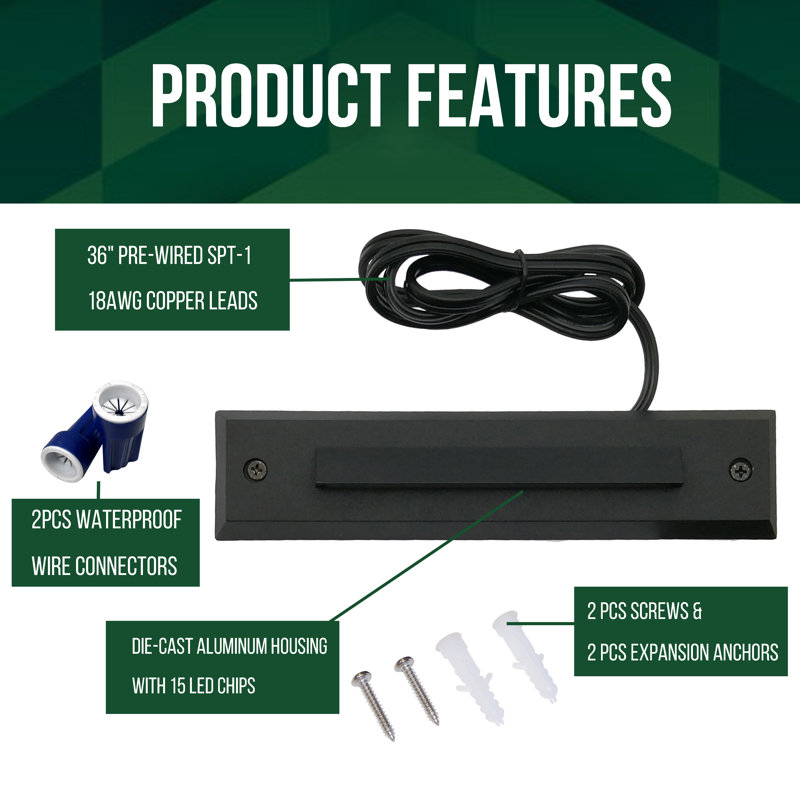 Black Integrated LED Metal Linear Step Light