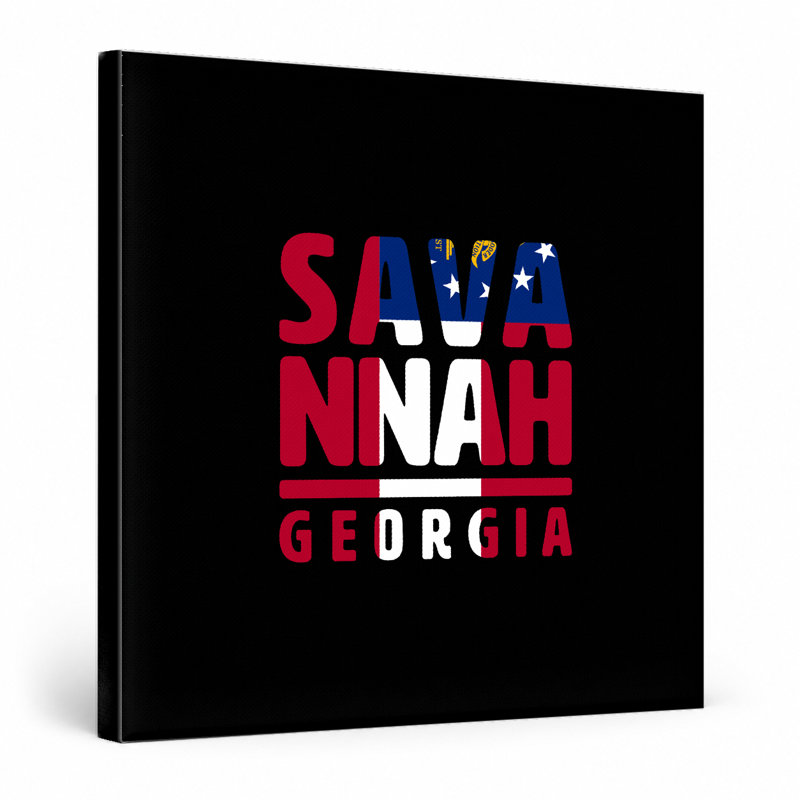 Savannah Georgia - art mural carré sur toile, 16" W x 16" H