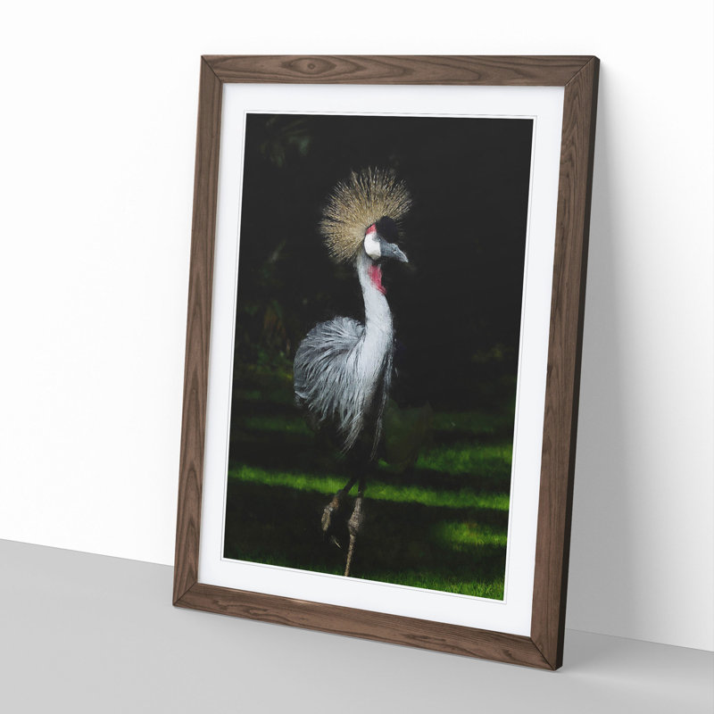 Crane Bird - Picture Frame Painting, Walnut Framed, 36cm H x 27cm W x 2cm D