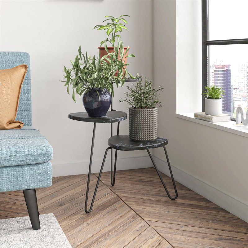 Montegue Plant Stand, Black Marble