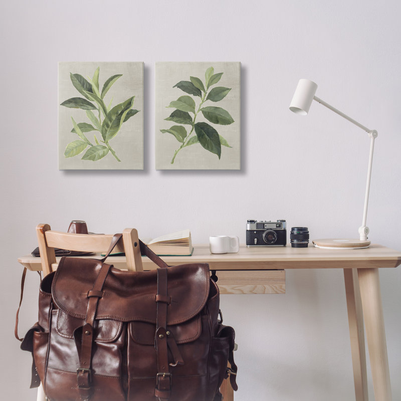 Ensemble de 2 feuilles de thé vert et café, conception par Lanie Loreth, H 20 po x l 16 po