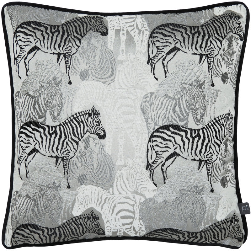 Square Cushion Cover, Grey/Brown, Polyester