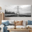 Lignes électriques monochromes d'hiver gris Aura Power Lines - Power Lines Wall Art Living Room