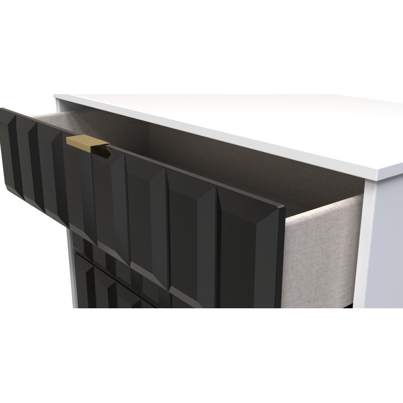 Fully Assembled Alaynia 4 - Drawer Chest of Drawers, Deep Black