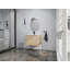 Meuble-lavabo autoportant de 28 pouces avec lavabo intégré, porte à fermeture en douceur et conception en arc