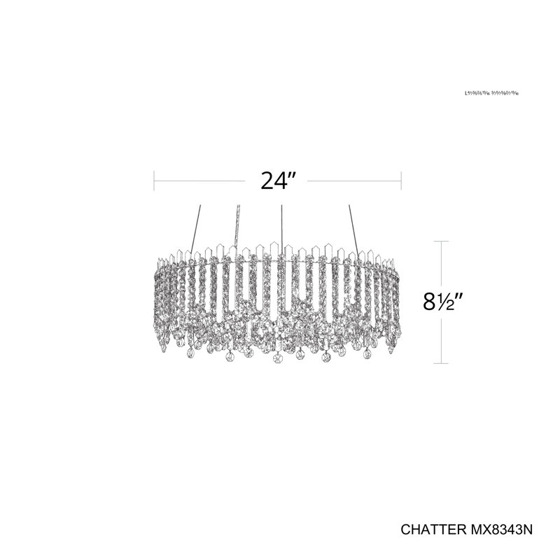 Chatter 12 Light 24in x 8.5in Round Pendant in Gold Mirror with Clear Radiance Crystals, Gold Mirror