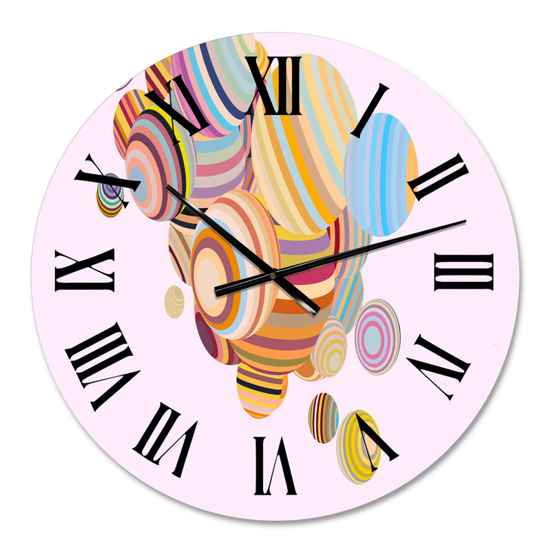 Illustration 3D de sphères multicolores II - horloge murale moderne, Petit