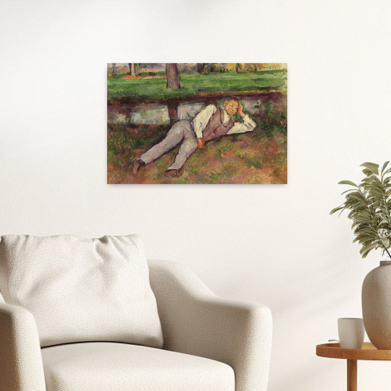 Garçon au repos, vers 1887. Estampe d'art mural abstraite contemporaine représentant un paysage., H 16 po x l 24 po