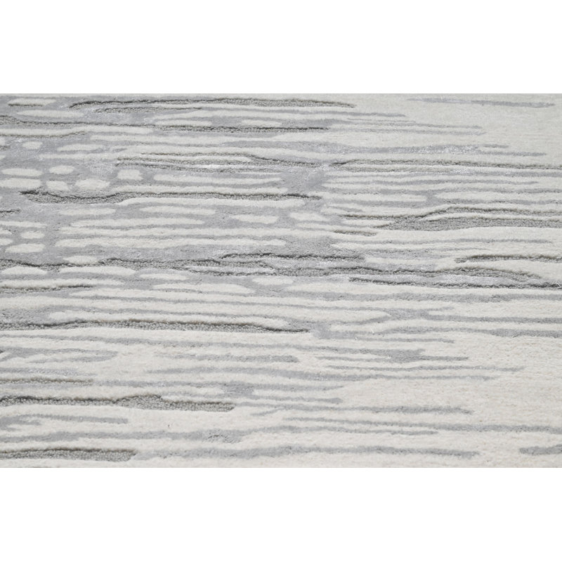 Tapis noué à la main crème / gris, Rectangle 9 pi x 12 pi