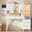 Bureau de coiffeuse éclairé en bois